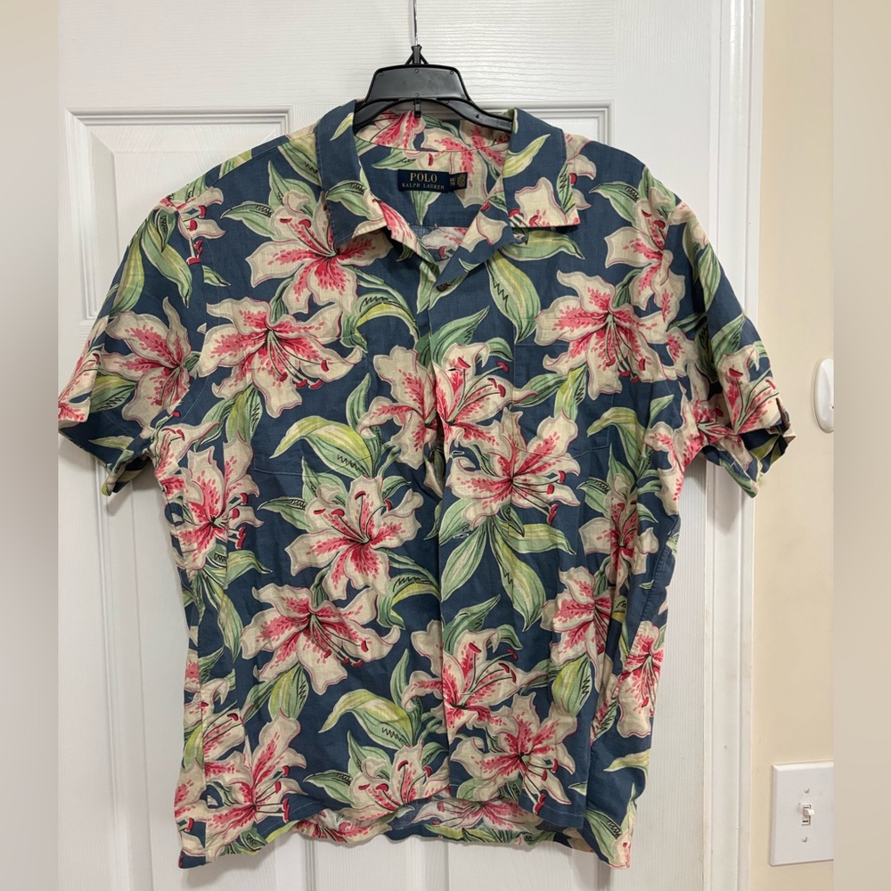 Polo Ralph Lauren Button Down Shirt, Floral Print, XXL, Used